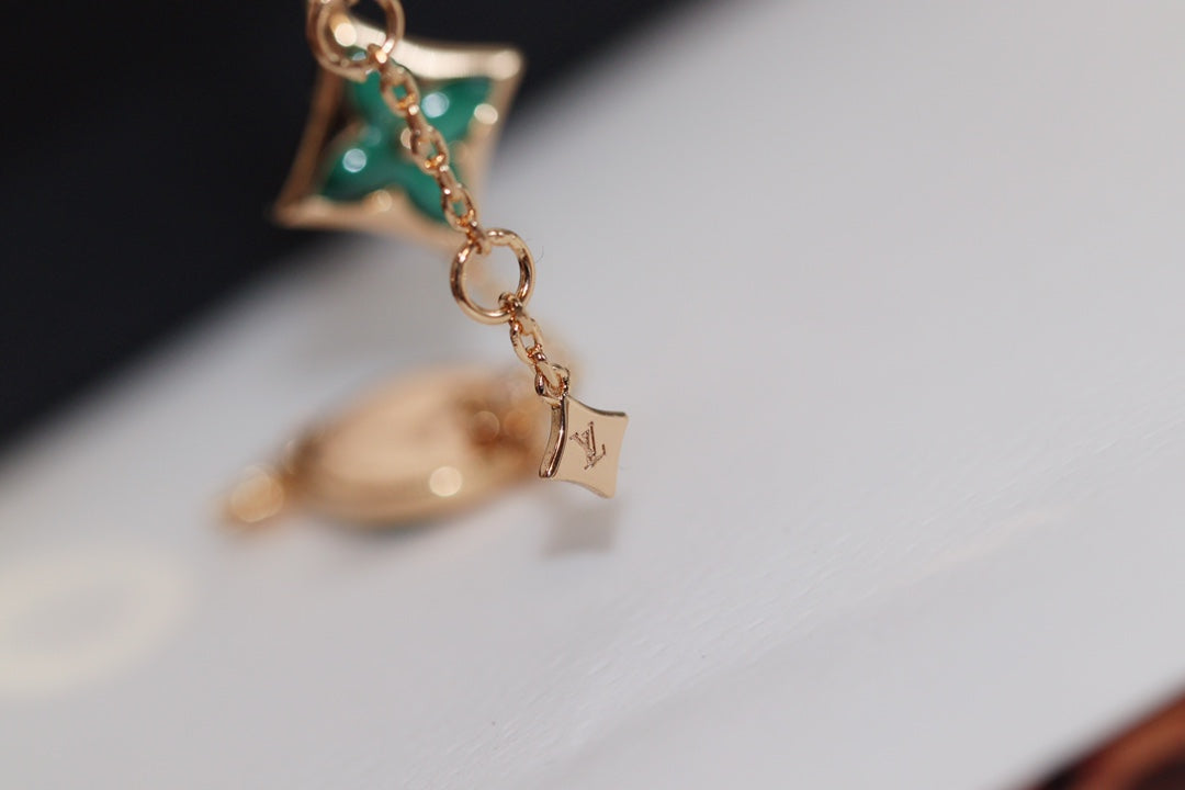 [Olivia JW]STAR AND SUN 4 MOTIF PINK GOLD MALACHITE BRACELET