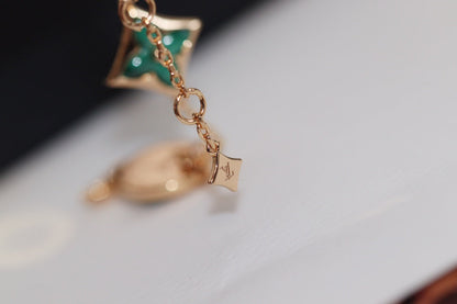 [Olivia JW]STAR AND SUN 4 MOTIF PINK GOLD MALACHITE BRACELET