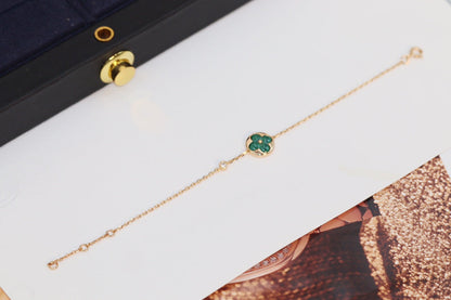 [Olivia JW]STAR AND SUN 4 MOTIF PINK GOLD MALACHITE BRACELET