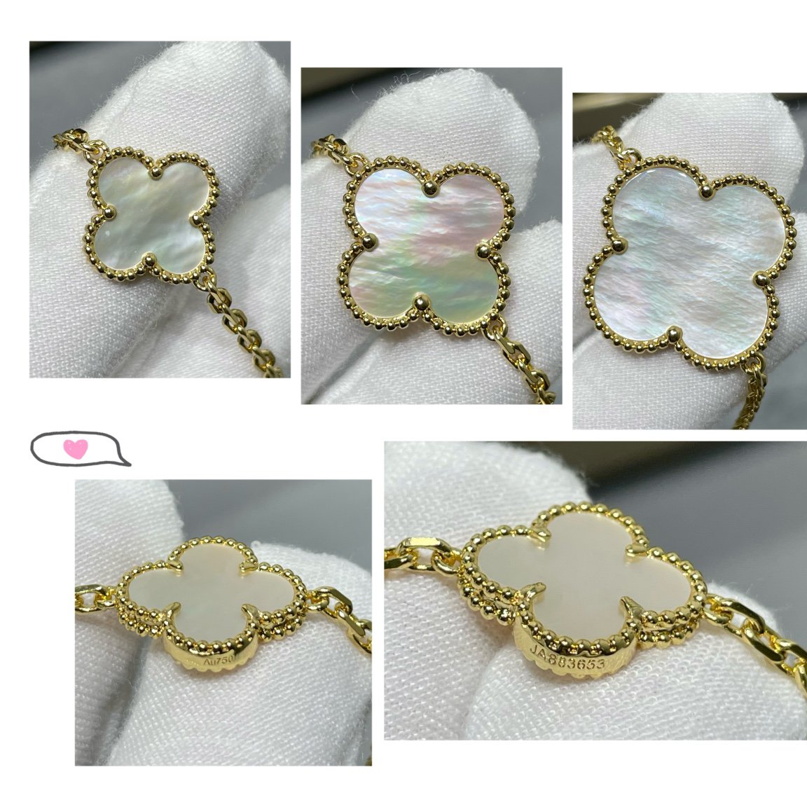 [Olivia JW]CLOVER 16 MOTIF WHITE MOP GOLD NECKLACE