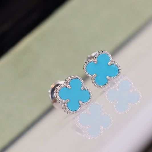 [Olivia JW]CLOVER MINI TURQUOISE SILVER STUD EARRINGS