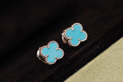 [Olivia JW]CLOVER MINI TURQUOISE SILVER STUD EARRINGS