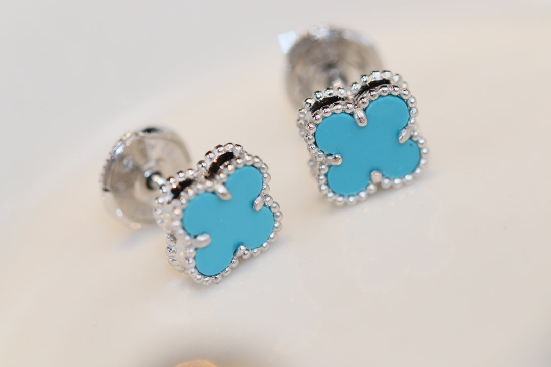 [Olivia JW]CLOVER MINI TURQUOISE SILVER STUD EARRINGS
