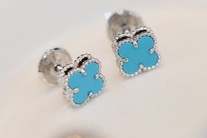 [Olivia JW]CLOVER MINI TURQUOISE SILVER STUD EARRINGS