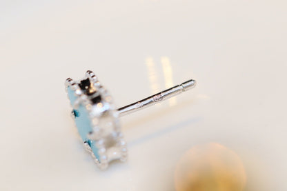 [Olivia JW]CLOVER MINI TURQUOISE SILVER STUD EARRINGS