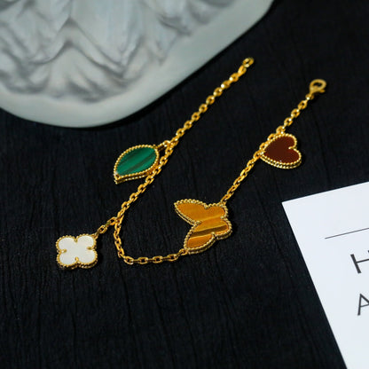 [Olivia JW]LUCKY SPRING 5 MOTIF GOLD BRACELET