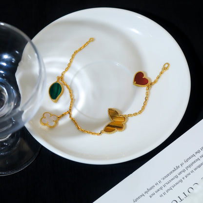 [Olivia JW]LUCKY SPRING 5 MOTIF GOLD BRACELET
