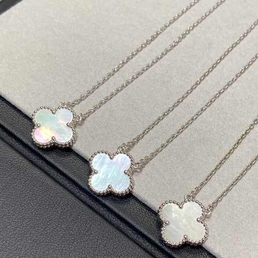 [Olivia JW]CLOVER MEDIUM SILVER WHITE MOP NECKLACE