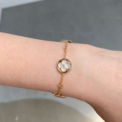 [Olivia JW]STAR AND SUN 4 MOTIF WHITE MOP PINK GOLD BRACELET