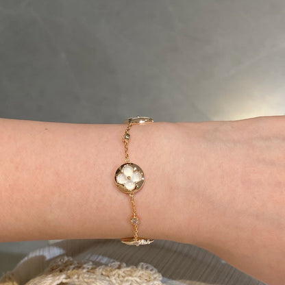 [Olivia JW]STAR AND SUN 4 MOTIF WHITE MOP PINK GOLD BRACELET
