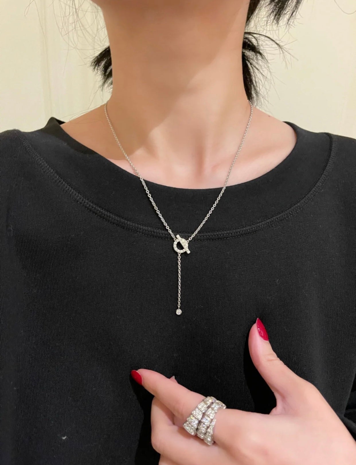 [Olivia JW]FINESSE SILVER DIAMOND NECKLACE