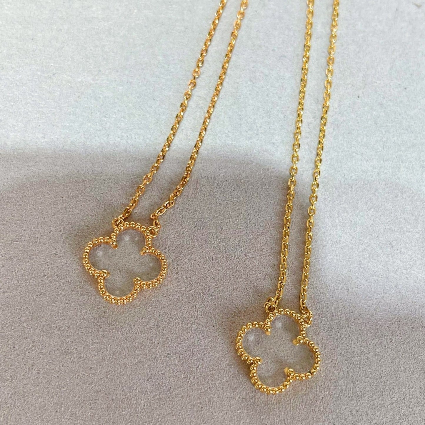 [Olivia JW]CLOVER ROCK CRYSTAL ROSE GOLD NECKLACE