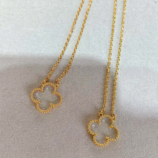 [Olivia JW]CLOVER ROCK CRYSTAL ROSE GOLD NECKLACE