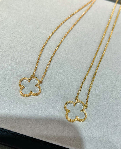 [Olivia JW]CLOVER ROCK CRYSTAL ROSE GOLD NECKLACE