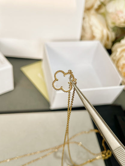 [Olivia JW]CLOVER ROCK CRYSTAL ROSE GOLD NECKLACE