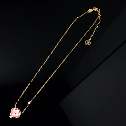 [Olivia JW]COLOR BLOSSOM PINK MOP SUN GOLD NECKLACE