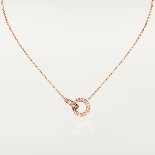 [Olivia JW]LOVE 7.6MM NECKLACE ROSE GOLD AND SILVER  FULL DIAMOND