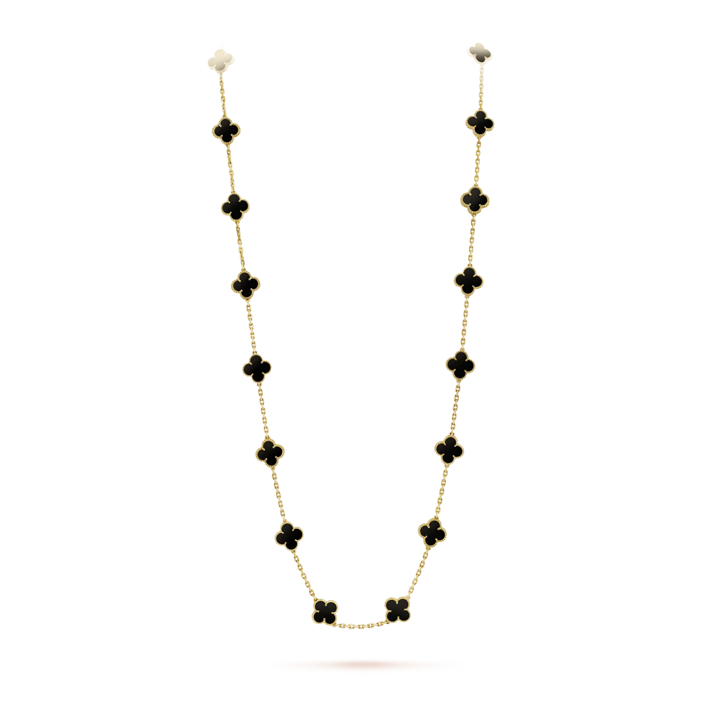 [Olivia JW]CLOVER 20 MOTIFS ONYX NECKLACE