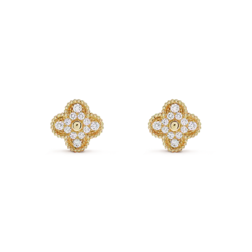 [Olivia JW]CLOVER MEDIUM 1 MOTIFS FUll DIAMOND EARRINGS
