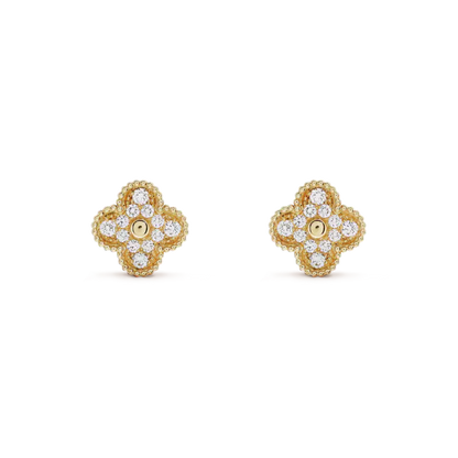 [Olivia JW]CLOVER MEDIUM 1 MOTIFS FUll DIAMOND EARRINGS