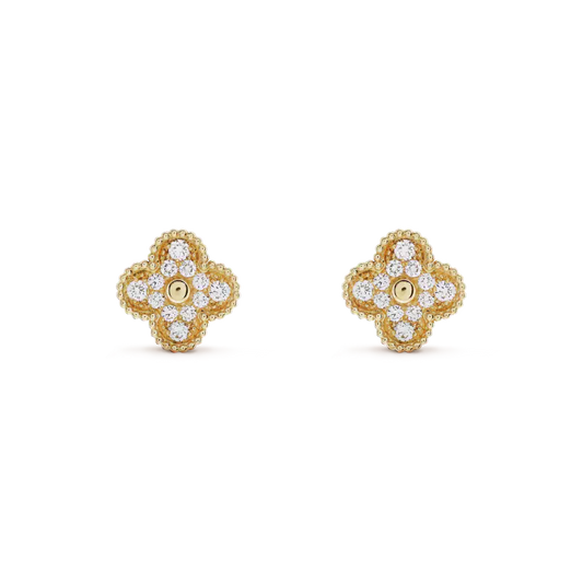 [Olivia JW]CLOVER MEDIUM 1 MOTIFS FUll DIAMOND EARRINGS