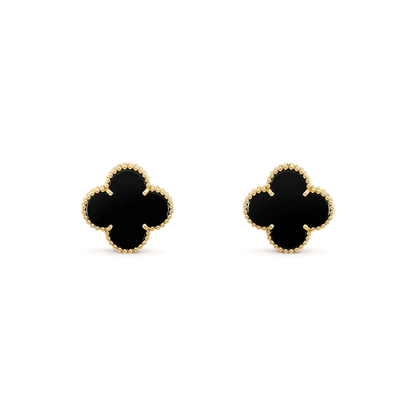 [Olivia JW]CLOVER MEDIUM 1 MOTIFS  ONYX STUD EARRINGS