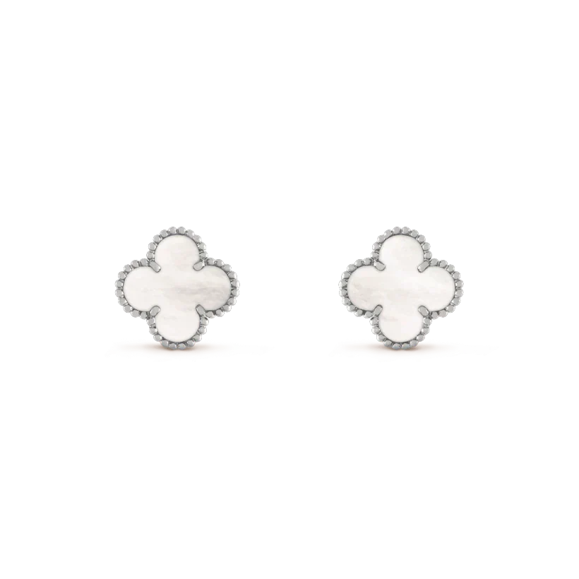 [Olivia JW]CLOVER MEDIUM 1 MOTIFS  WHITE MOP EARRINGS SILVER