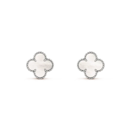 [Olivia JW]CLOVER MEDIUM 1 MOTIFS  WHITE MOP EARRINGS SILVER