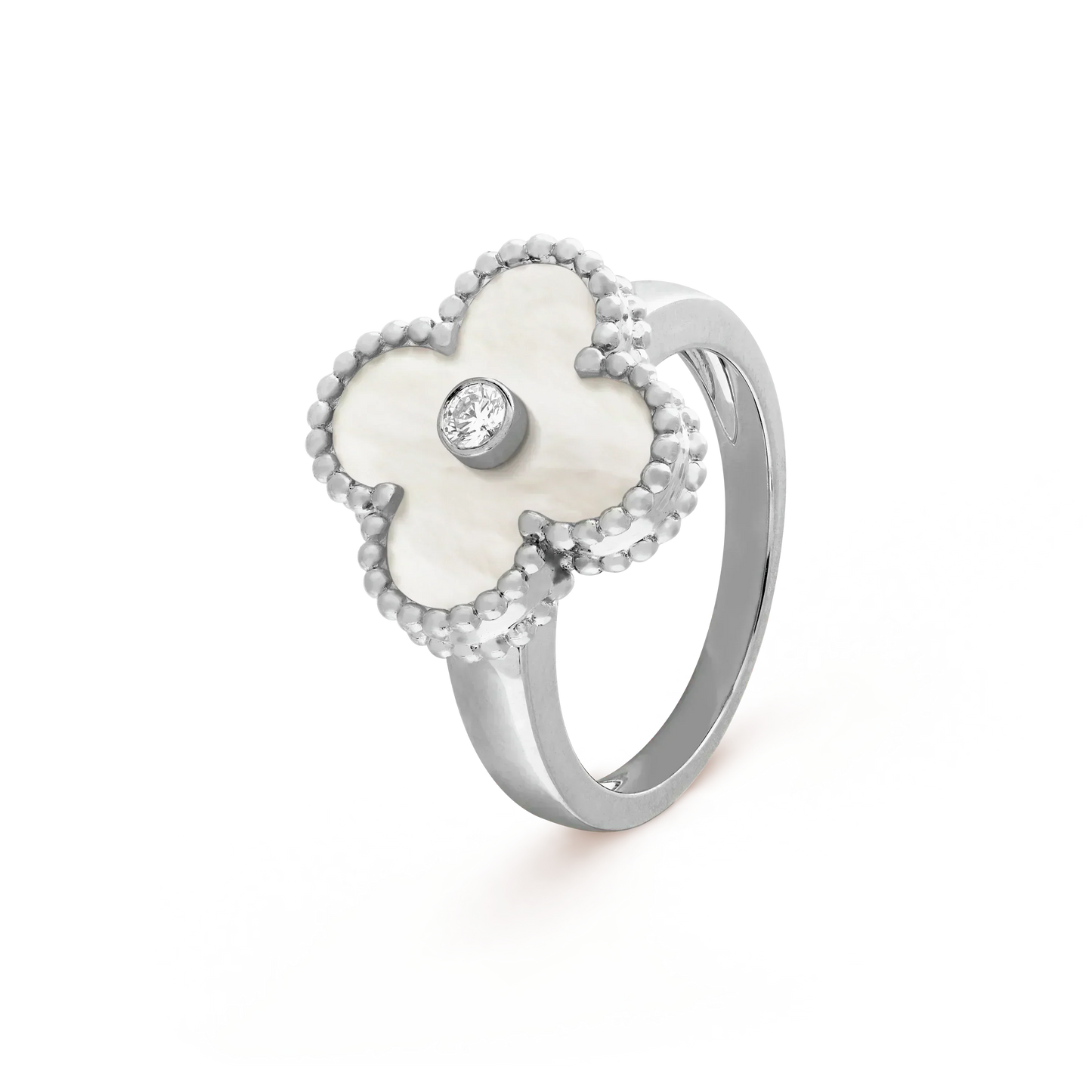 [Olivia JW]CLOVER SILVER MOP DIAMOND RING
