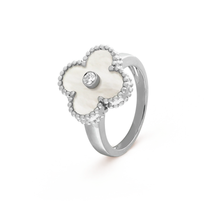 [Olivia JW]CLOVER SILVER MOP DIAMOND RING