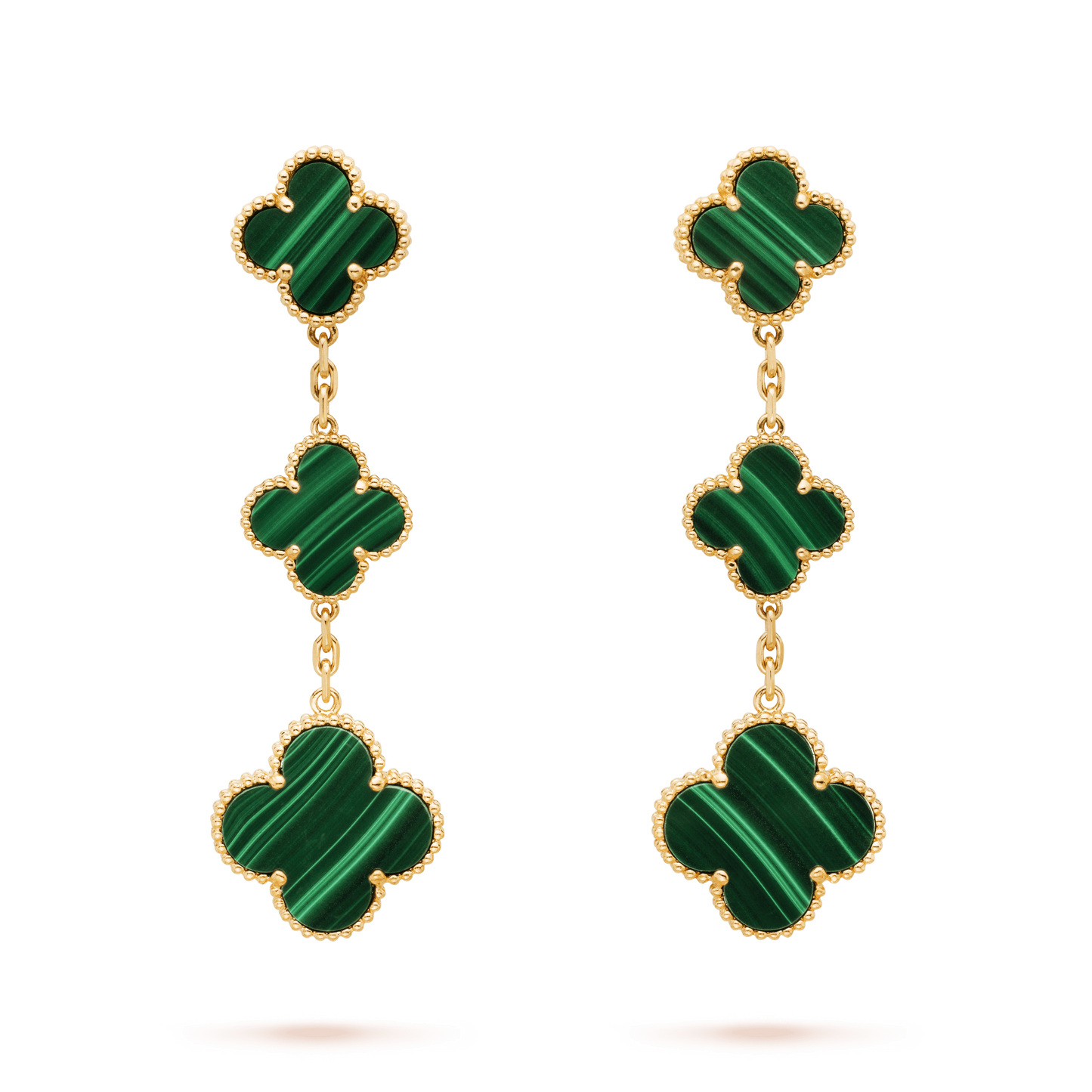 [Olivia JW]CLOVER MALACHITE 3 MOTIFS GOLD