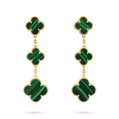 [Olivia JW]CLOVER MALACHITE 3 MOTIFS GOLD