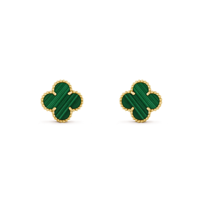 [Olivia JW]CLOVER MEDIUM 1 MOTIFS MALACHITE  EARRINGS