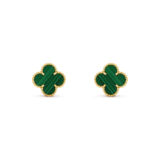 [Olivia JW]CLOVER MEDIUM 1 MOTIFS MALACHITE  EARRINGS