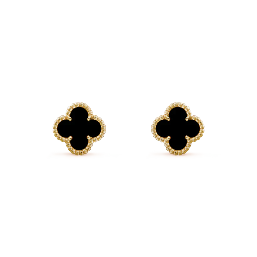 [Olivia JW]CLOVER MINI 9.5MM BLACK MOP EARRINGS