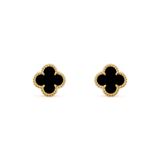 [Olivia JW]CLOVER MINI 9.5MM BLACK MOP EARRINGS