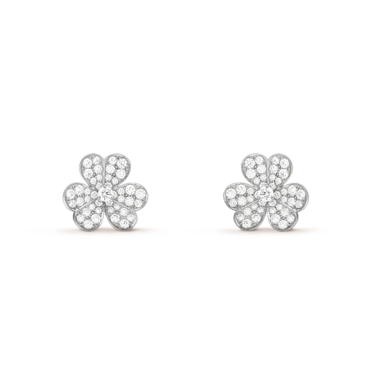 [Olivia JW]CLOVER COMOS DIAMOND EARRINGS SILVER