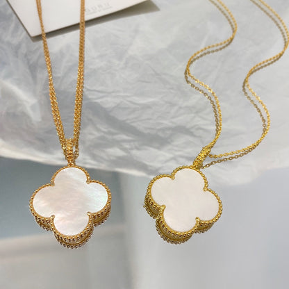 [Olivia JW]CLOVER 25MM MOP LARGE PENDANT NECKLACE