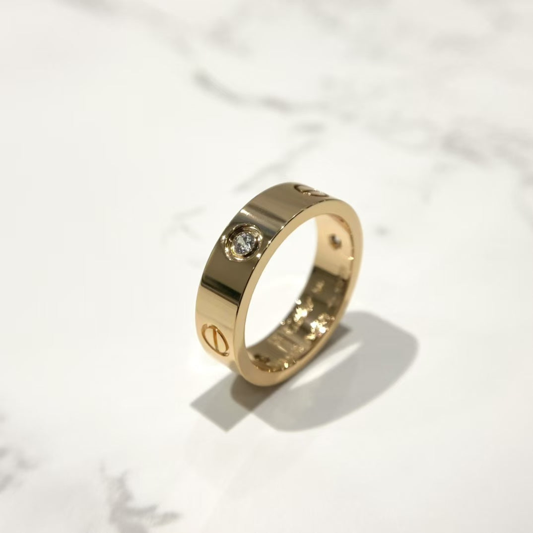 [Olivia JW]LOVE RING 5.5MM 3 DIAMONDS PINK GOLD