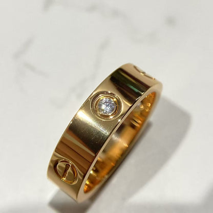 [Olivia JW]LOVE RING 5.5MM 3 DIAMONDS PINK GOLD