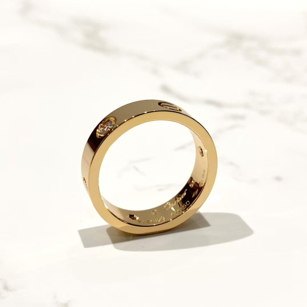 [Olivia JW]LOVE RING 5.5MM 3 DIAMONDS PINK GOLD
