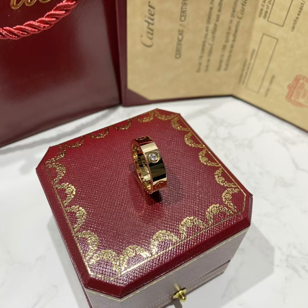 [Olivia JW]LOVE RING 5.5MM 3 DIAMONDS PINK GOLD