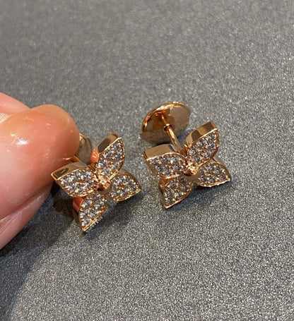 [Olivia JW]STAR BLOSSOM STUD EARRINGS PINK GOLD DIAMONDS
