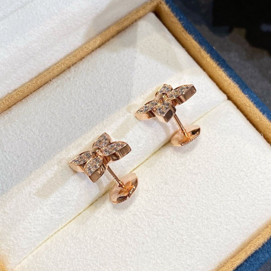 [Olivia JW]STAR BLOSSOM STUD EARRINGS PINK GOLD DIAMONDS