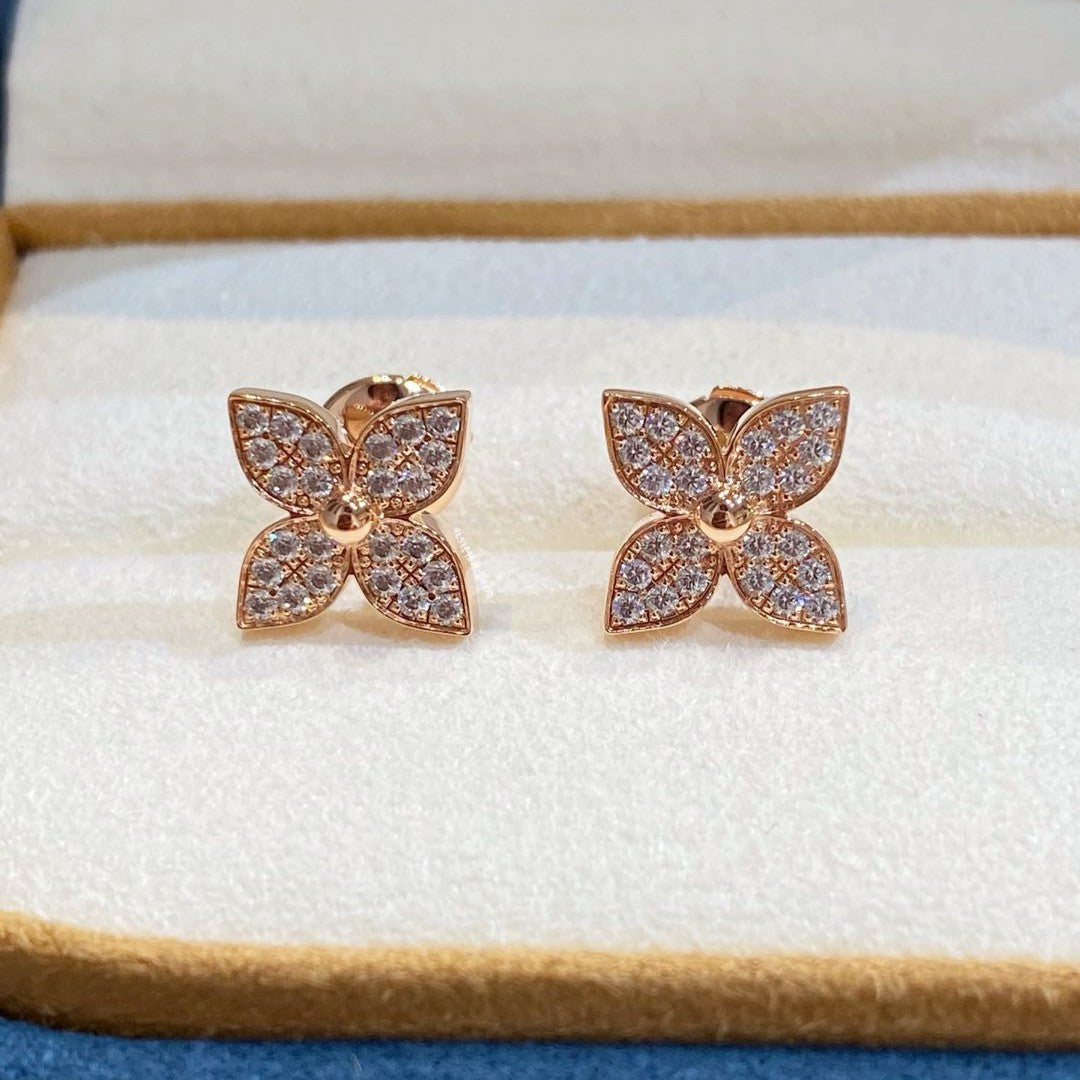 [Olivia JW]STAR BLOSSOM STUD EARRINGS PINK GOLD DIAMONDS