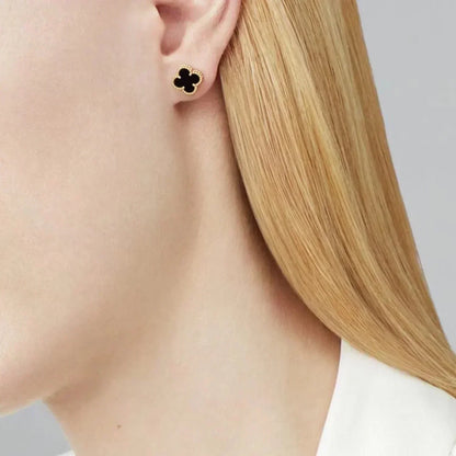 [Olivia JW]CLOVER MINI 9.5MM BLACK MOP EARRINGS
