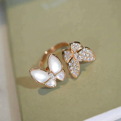 [Olivia JW]TWIN BUTTERFLY DIAMOND MOP RING