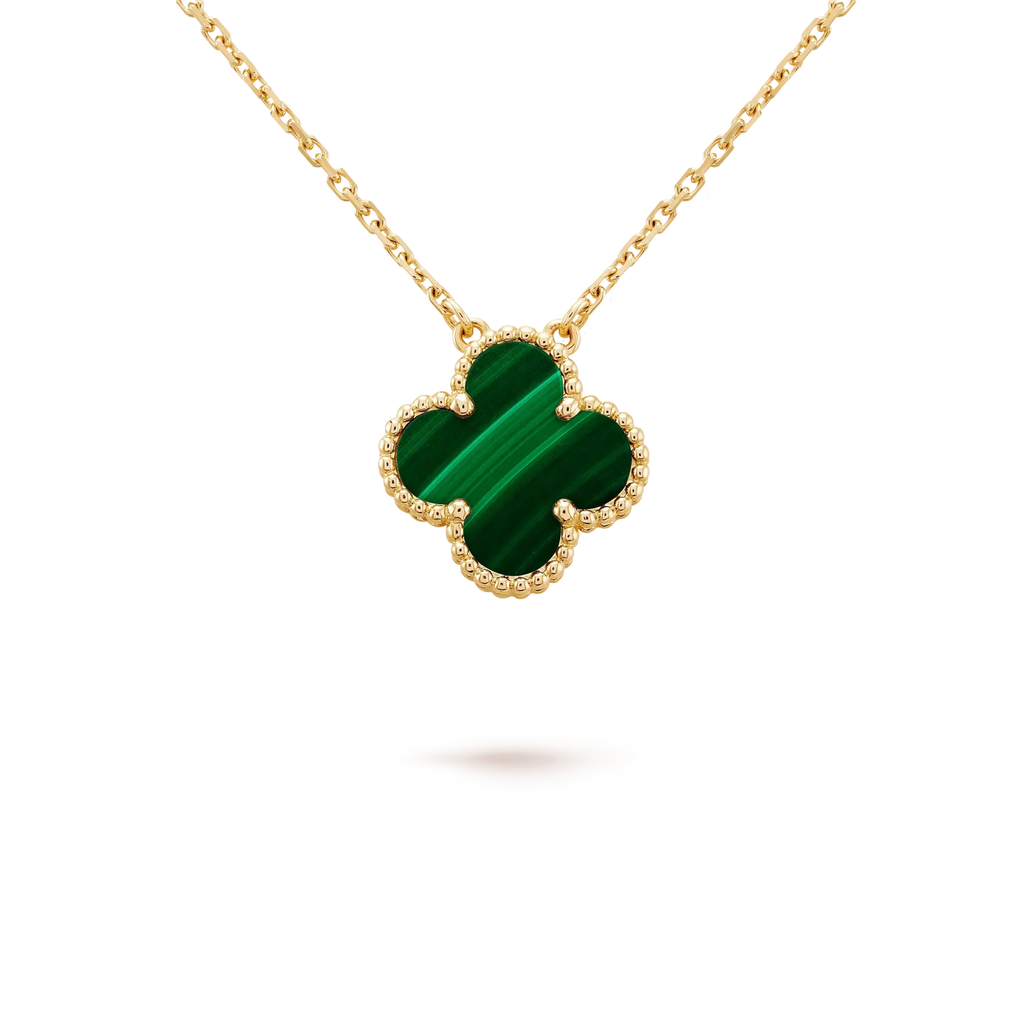 [Olivia JW]CLOVER 15MM MALACHITE SINGLE FLOWER  NECKLACE