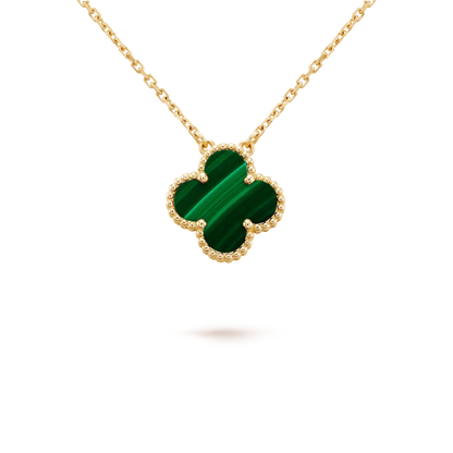 [Olivia JW]CLOVER 15MM MALACHITE SINGLE FLOWER  NECKLACE