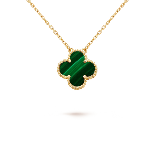 [Olivia JW]CLOVER 15MM MALACHITE SINGLE FLOWER  NECKLACE